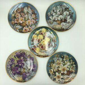 5 The Princess Grace Foundation Flower Porcelain Plates by Katherine Austen